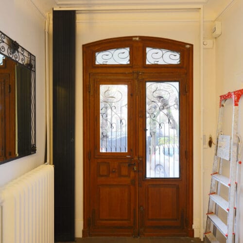 Reproduction isolante, copie porte entrée art nouveau, avant