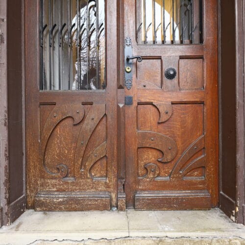 Reproduction isolante, copie porte entrée art nouveau, avant