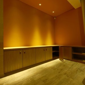 agencement bas cheminée et bibliothèque