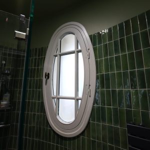 Oeil de boeuf à rives droites, 2 joints d'étanchéité et double-vitrage